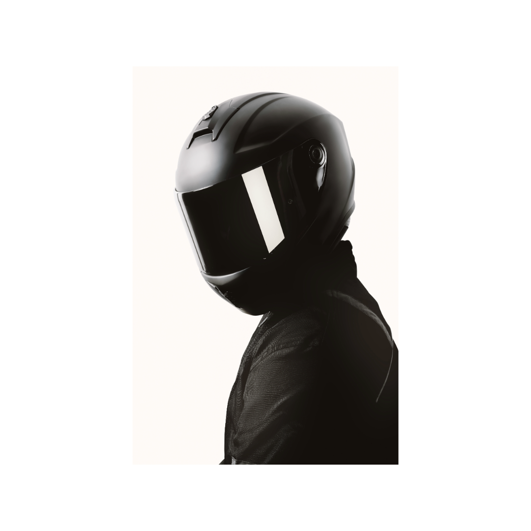 Biker wearing a helmet
